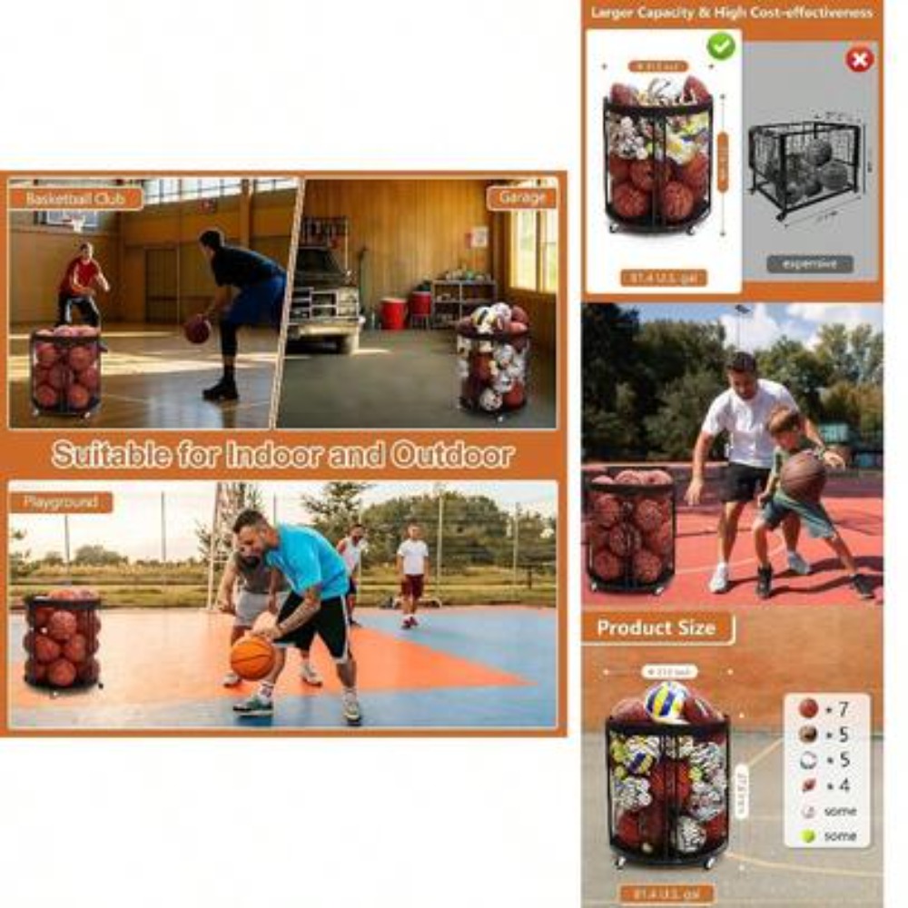 Heavy Duty Ball Storage Bin Ca - Sports Equipment Volleyball 评论和价格